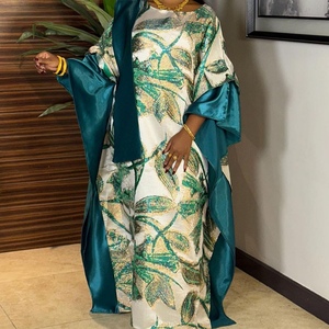 Túnica Larga Estampada de Talla Grande para Mujer Africana, Nuevo Estilo, Túnica Jacquard de Oriente Medio con Pañuelo para la Cabeza, a la Moda - Product Image 4