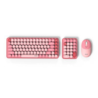 Mini clavier et souris sans fil 2,4 GHz, style rétro steampunk, touches rondes, combo pour PC/ordinateur portable