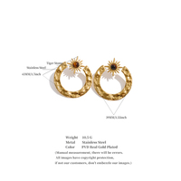 JINYOU 2547 Boucles d'oreilles pendantes rondes en acier inoxydable, élégantes et tendance, avec pierre naturelle œil de tigre et motif soleil