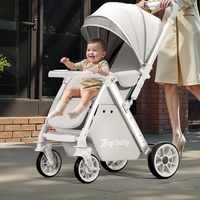 Poussette bébé pliable haut de gamme, design compact rétractable à un bouton, cadre en alliage d'acier inoxydable, position allongée bidirectionnelle, 3 ans