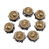 Perles en résine cristalline Selina 3D en forme de rose avec bordure dorée et strass - Motifs décoratifs écologiques pour bracelets, nail art, chaussures, sacs