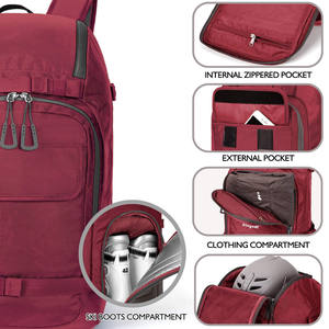 Échantillon gratuit Sac à dos de voyage pour bottes de ski et de snowboard imperméable de grande capacité 50L personnalisé pour les skis Sac à chaussures de ski - Product Image 3