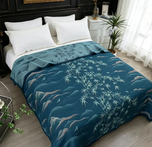 Jeté matelassé en coton biologique <span class=keywords><strong>vert</strong></span> Water Charm pour <span class=keywords><strong>lit</strong></span> et canapé, toutes saisons, écologique, moderne - Product Image 4