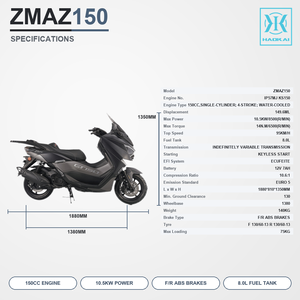 Vente en gros d'usine, maxi-scooter 150cc, moteur refroidi par eau, freins ABS, vitesse maximale de 95 km/h, démarrage sans clé, EURO 5, pour adultes - Product Image 3