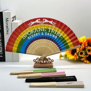 Abanico de Mano de Papel de Bambú con Impresión Personalizada a Precio de Fábrica - Product Image 1
