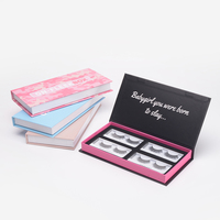 Boîte à cils personnalisée faite à la main, rose mat, avec logo imprimé, en papier rigide, fermeture magnétique, doublure en éponge, boîtes cadeaux pour faux cils