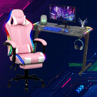 Vente Personnalisé Grand Ordinateur De Course Lumière RVB Table De Jeu Et Chaise Ensemble pour Bureau De Jeu Bureau Avec LED