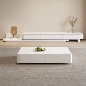 Table basse en bois massif de style français, meuble <span class=keywords><strong>TV</strong></span> avec rangement, design moderne pour salon, petit appartement, à poser au sol/mur - Product Image 2