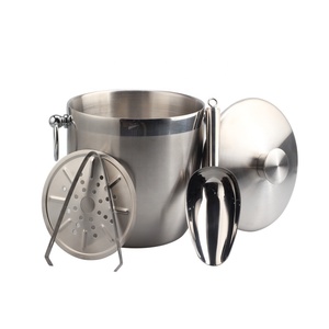 Double Wall Stainless Steel Insulated <b>Ice</b> Bucket, Including Strainer & <b>Ice</b> Cover <b>Ice</b> Tongs - Product Image 2