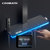 Système de pommeau de douche à main pour salle de bain du fabricant Lumière LED Support de rangement en laiton Robinet thermostatique Mitigeur Jet Spray