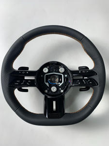 Volant sport en cuir <span class=keywords><strong>Mercedes</strong></span>-Benz <span class=keywords><strong>C300</strong></span> <span class=keywords><strong>4MATIC</strong></span> 2015 4/3 branches pour W204/W205/W213/W219/W222 (A45/E63/GLE/GLS/ - Product Image 1