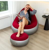 Canapé sectionnel gonflable moderne en deux parties avec repose-pieds, nouveau design macaron, canapé pouf pliable en tissu confortable