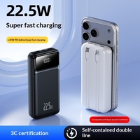Grosir Pabrik Power Bank Plastik 22.5W Pengisian Daya Super Cepat 20000mAh Kapasitas Ultra Tinggi Kabel Terintegrasi Multi-Port