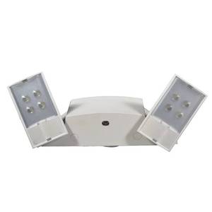 Iluminación de emergencia LED JLEU12, fabricada y comercializada por FEITUO UL, cuenta con dos cabezales ajustables y una batería de respaldo de 90 minutos. - Product Image 3