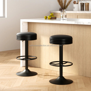 Tabourets <span class=keywords><strong>de</strong></span> <span class=keywords><strong>bar</strong></span> industriels haut <span class=keywords><strong>de</strong></span> gamme, siège rembourré en PU <span class=keywords><strong>noir</strong></span> avec repose-pieds en métal, chaises <span class=keywords><strong>de</strong></span> <span class=keywords><strong>bar</strong></span> pour comptoir <span class=keywords><strong>de</strong></span> cuisine, café - Product Image 2