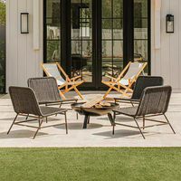 Chaise de loisirs en corde tressée d'extérieur, ensemble table et chaises pour patio, balcon, villa, jardin, mobilier d'extérieur résistant aux intempéries