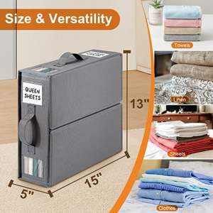 Foldable Bed <b>Sheet</b> Set Organizers and Storage Large Size Linen Fabric with Window and Label Under Bed Storage Box for Bedsheets - Product Image 6