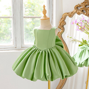 Robe de bal décontractée verte pour <span class=keywords><strong>filles</strong></span>, style tutu floral, col carré, superposée, vêtements d'anniversaire pour enfants, OEM - Product Image 3