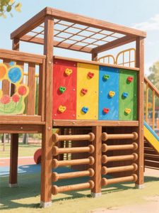 Khu vui chơi bằng gỗ dành cho trẻ em không có nguồn điện-Thiết bị leo trèo và trượt cho trẻ em thưởng thức trong công viên. - Product Image 6