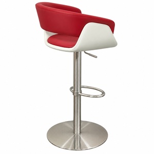 Tabouret de bar pivotant moderne rouge et blanc, hauteur réglable, base en acier inoxydable, USA DDP - Product Image 4