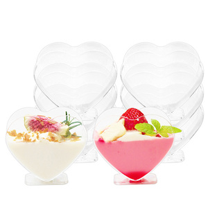 Vente en gros d'usine de gobelets en plastique jetables transparents pour gâteau de table à dessert gobelets à pudding d'amour mini gobelets en plastique à <span class=keywords><strong>mousse</strong></span> en forme de cœur - Product Image 1