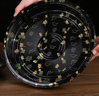 Boîte à sushi jetable ronde en PET de haute qualité HYX-65 Bingo, personnalisable, avec couvercle transparent, emballage alimentaire, feuille d'or
