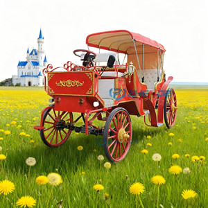 Grande calèche de tourisme rouge aux couleurs personnalisées pour le divertissement et les loisirs, calèche à chevaux de tourisme, calèche citrouille de rêve - Product Image 2