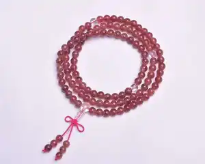 Natural Crystal Strawberry Quartz Bracelet Spiritual Healing Stones 108 Round Beads Bracelet