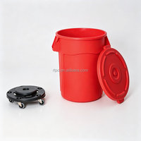 Poubelle ronde en plastique de 80 L, poubelles rondes et poubelles publiques rondes noires
