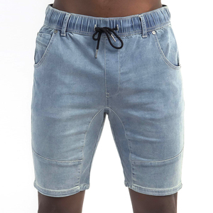 Shorts en jean pour hommes, taille élastique, cordon de serrage, shorts décontractés de style Bermuda - Product Image 1