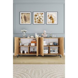 Modern 180cm Atlantic <b>Pine</b> 4-Door Console Table Bar Cabinet <b>TV</b> <b>Stand</b> for Living Room - Product Image 2