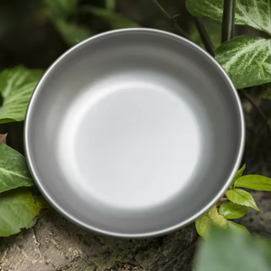 Bol en titane pur ultraléger de qualité supérieure, vaisselle écologique, à paroi simple, pour salade et nouilles, 700 ml, finition sablée gris argenté, moderne - Product Image 1