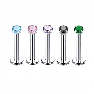 Piercing à griffes en acier inoxydable avec zircon, calibre 1,0 mm, longueur 6 mm, pour cartilage et lèvre - Product Image 5