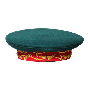 Nhà máy tùy chỉnh cao cấp long lanh vàng thêu vành màu xanh lá cây màu đen polyester lót màu xanh lá cây len ceramonial diễu hành Mũ sĩ quan - Product Image 3