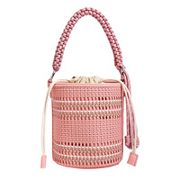 Sac seau en polyester tissé fait main, doublure tendance, sac à cordon polyvalent, nouvelle collection 2026, style décontracté et original