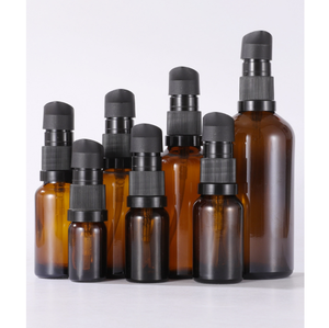 Récepteur en verre d'ambre, avec tête de pompe noire, bouteille de pompe à pression en verre, pour lotion, 5 10 15 20 30 50 100ml - Product Image 2