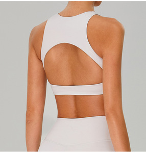 Wholesale Women's High Neck Cutout <b>Back</b> Sports Bra Removable Padded Yoga Bra <b>Low</b> Impact Pilates Workout Crop <b>Top</b> OEM ODM - Product Image 3