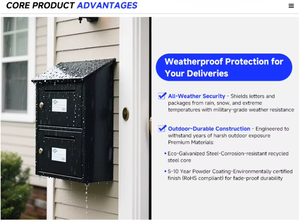 Boîte à colis autonome en acier étanche et antivol avec compatibilité POST pour usage domestique, approuvée pour les colis de boîte <span class=keywords><strong>aux</strong></span> <span class=keywords><strong>lettres</strong></span> - Product Image 2