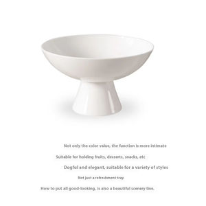 Assiette à dîner en porcelaine d'os blanc pur Style chinois rétro conception de pied haut cuisinière encerclée assiette en céramique pour rafraîchissements séchés - Product Image 5