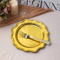 Assiettes jetables rondes en PS haute brillance, couleur or et argent sur toute la surface, disponibles, sûres pour les aliments, laminées, impression personnalisée, pour fêtes