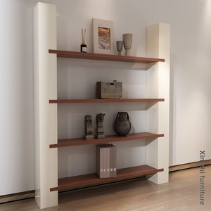 Modern Minimalist <b>Solid</b> <b>Wood</b> Multilayer Board Modular Straight Floor-standing Wall-adjacent <b>Bookcase</b> for Home Office Bedroom - Product Image 3