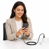 Cables de Datos USB Tipo C a Tipo C de Carga Rápida PD de 60 W y 3 A, 1 M/2 M/3 M, con Cubierta de PVC TPE Negra, Conductor de Cobre Puro, para iPhone y Android