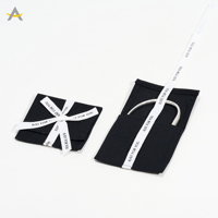 Auralux Enveloppe Rabat Noir Coton Bijoux Emballage Sac Pochettes avec Ruban
