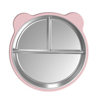 Assiette divisée en acier inoxydable Assiettes pour enfants Plateau 3 sections Dîner Forme d'ours Plateau de service compact Assiette de contrôle des portions alimentaires