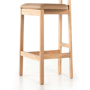 Tex Counter <b>Stool</b> Solid Rosa Morada, Top Grain Leather <b>Black</b> Rosa Morada, <b>Black</b> Leather or Natural Rosa Morada, Natural Leather - Product Image 2
