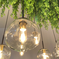 Lampe décorative à LED de style nordique moderne avec plante artificielle, hauteur réglable, ampoule Edison, lustre en verre, luminaires suspendus pour bar et maison
