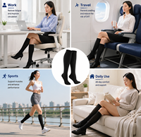 Vente en gros d'usine de chaussettes de voyage hautes de compression graduées à bout fermé pour homme et femme