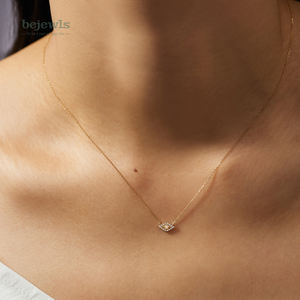 BEJEWLS perhiasan emas padat grosir kustom batu permata alami <span class=keywords><strong>Opal</strong></span> liontin berlian 14K kalung emas asli untuk wanita - Product Image 3