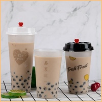 Fuling – tasses en plastique pour jus de café et latte, personnalisées, 12oz, 16oz, 20oz, avec couvercle en forme de dôme, thé au lait, jetables, avec couvercles