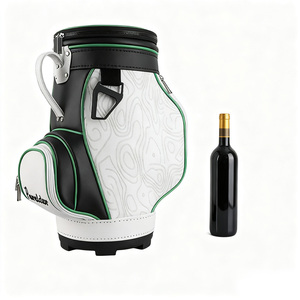 Sac à vin portable en PU imperméable pour mini-golf, blanc et vert, avec faible MOQ, accessoires de golf, sac à bouteille de vin OEM - Product Image 4